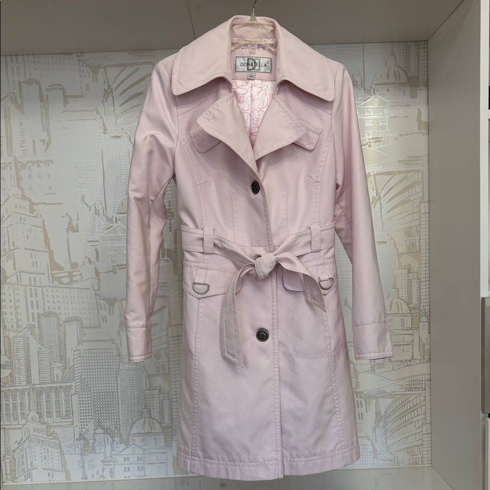 Donatella Pale Pink Belted Trench Coat